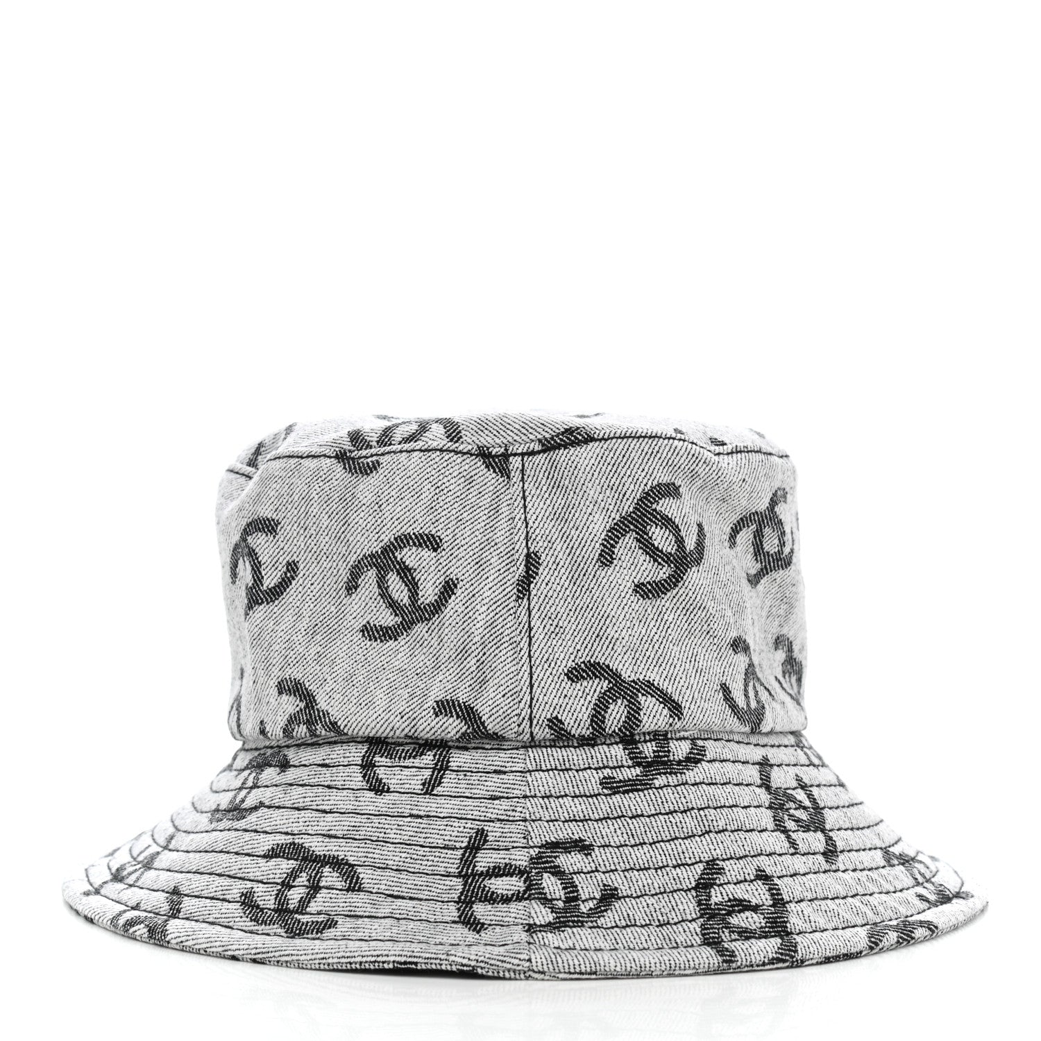 Chanel Denim CC Bucket Hat M White Black 5 of 8