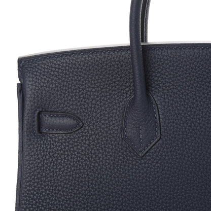 Hermes Togo Swift Officier Birkin 25 Bleu Nuit Vert Cypress 8 of 35