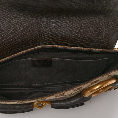 Gucci Monogram Horsebit Clutch Dark Brown 5 of 11