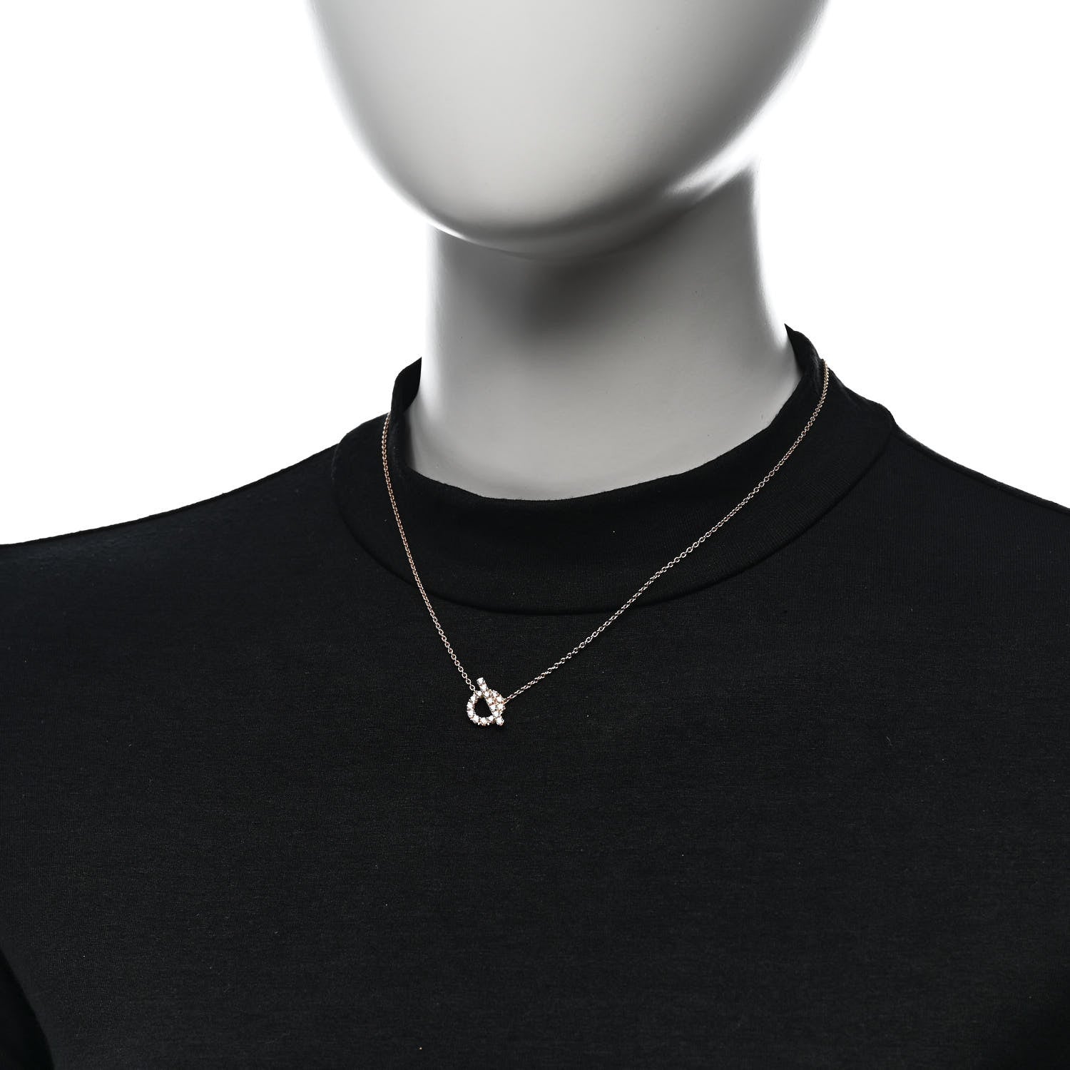 Hermes 18K Rose Gold Diamond Finesse Pendant Necklace 2 of 6