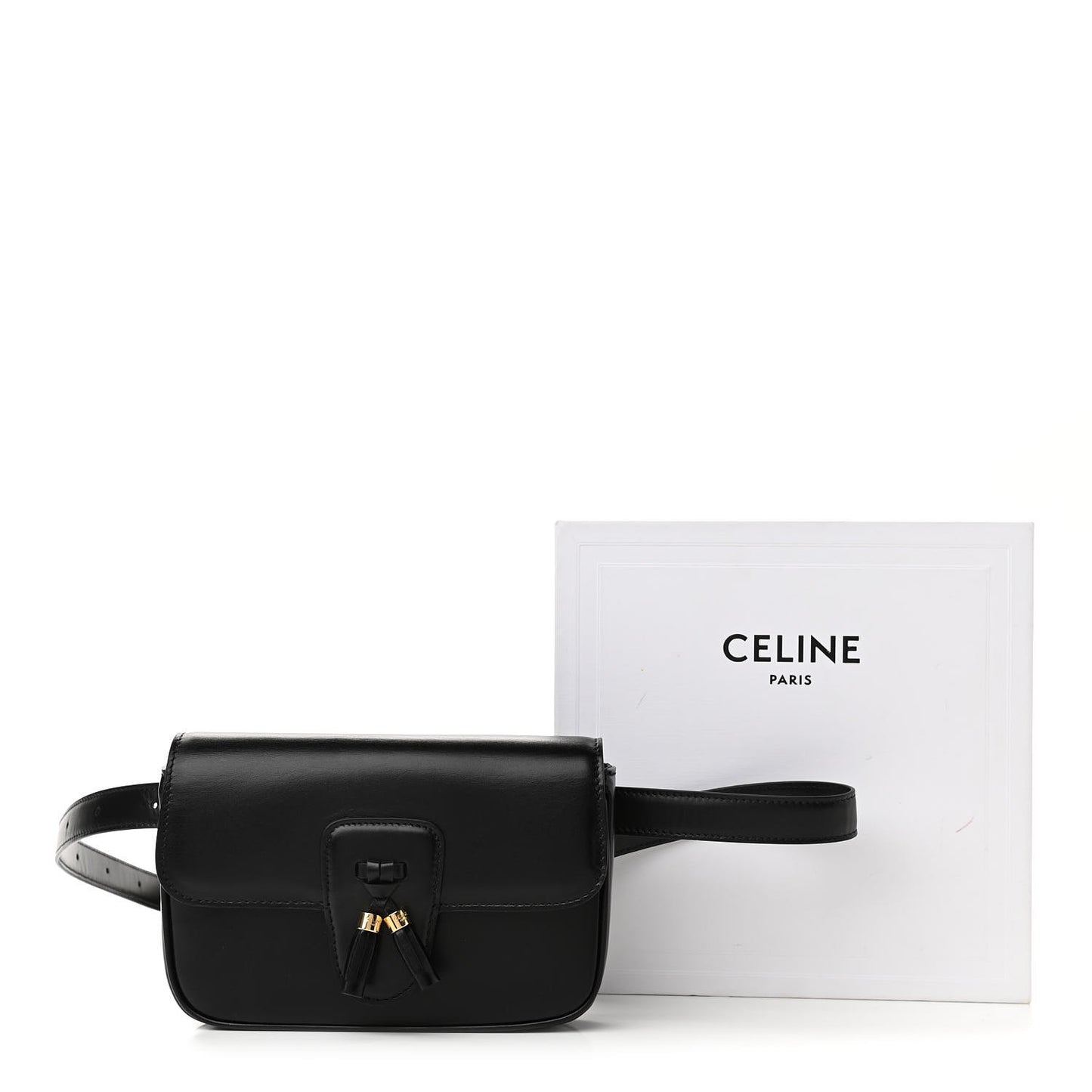 Smooth Calfskin Tassel Belt Bag Black