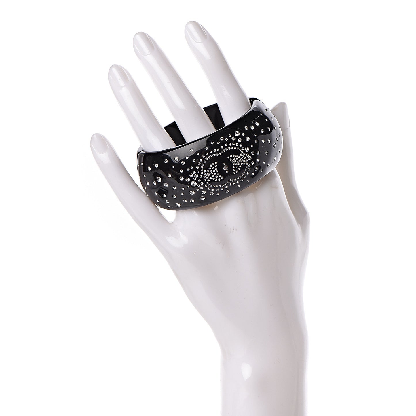 Resin Strass CC Cuff Bracelet Black