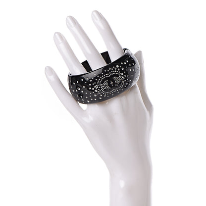 Chanel Resin Strass CC Cuff Bracelet Black 2 of 5
