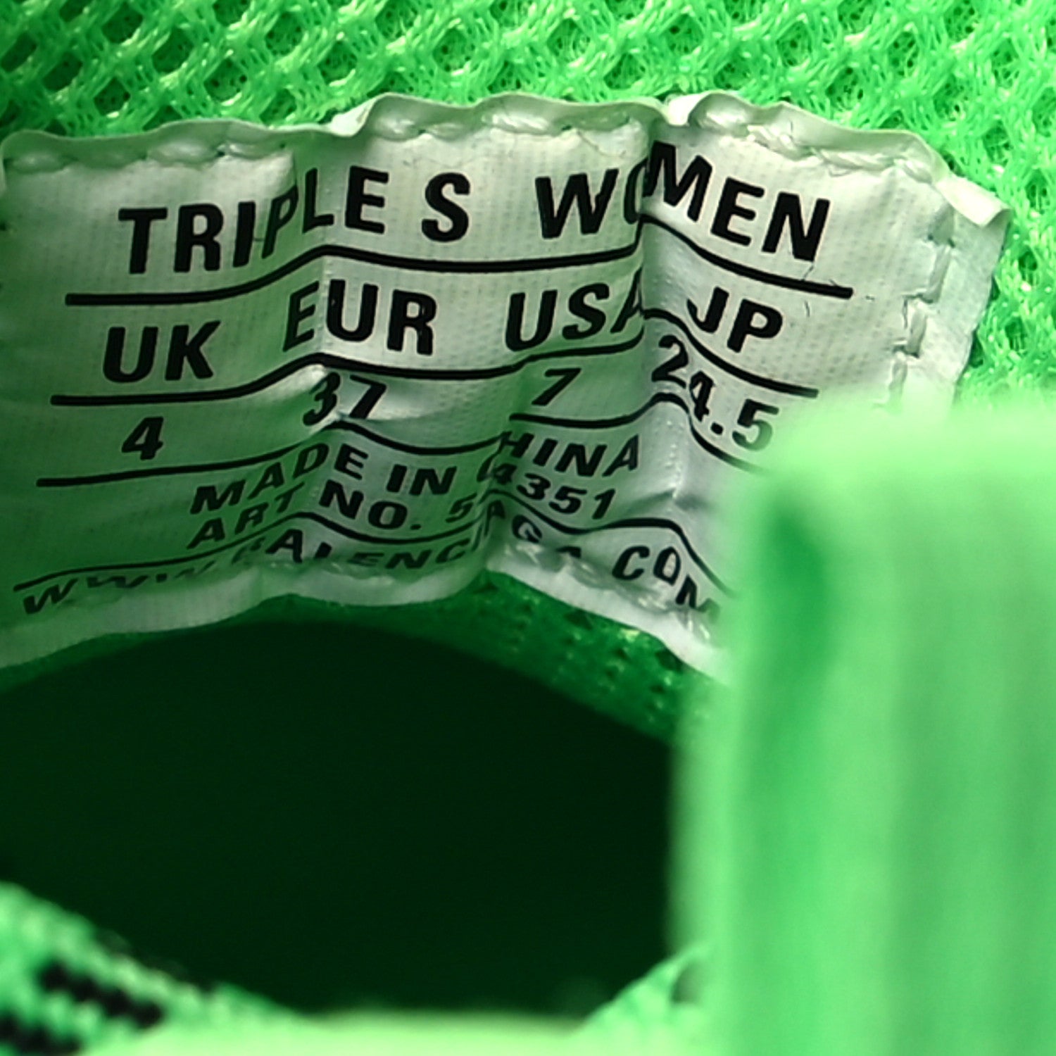 Balenciaga Fabric Mesh Clear Sole Womens Triple S Sneakers 37 Fluo Green 6 of 9