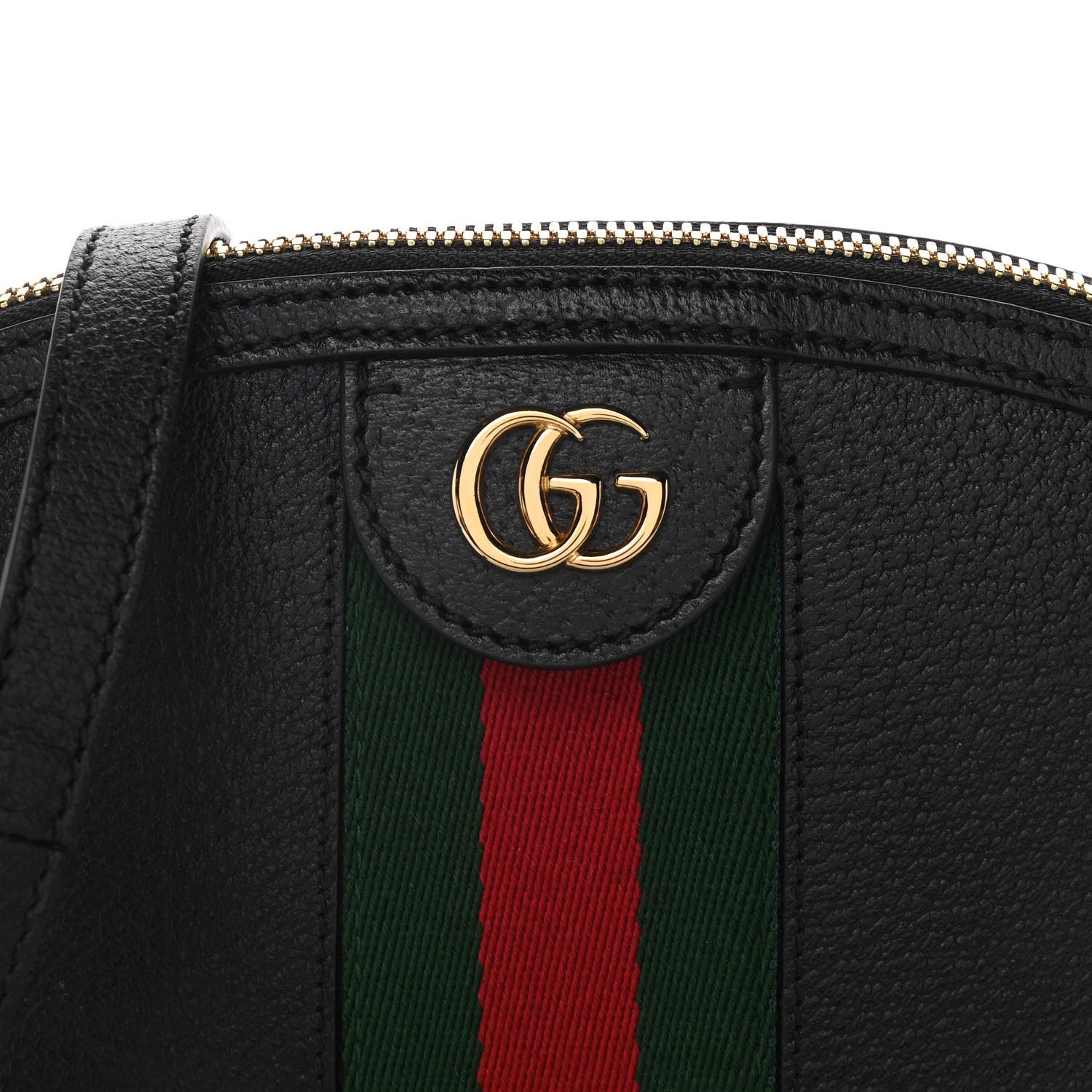 Gucci Calfskin GG Web Small Ophidia Dome Shoulder Bag Black 9 of 12