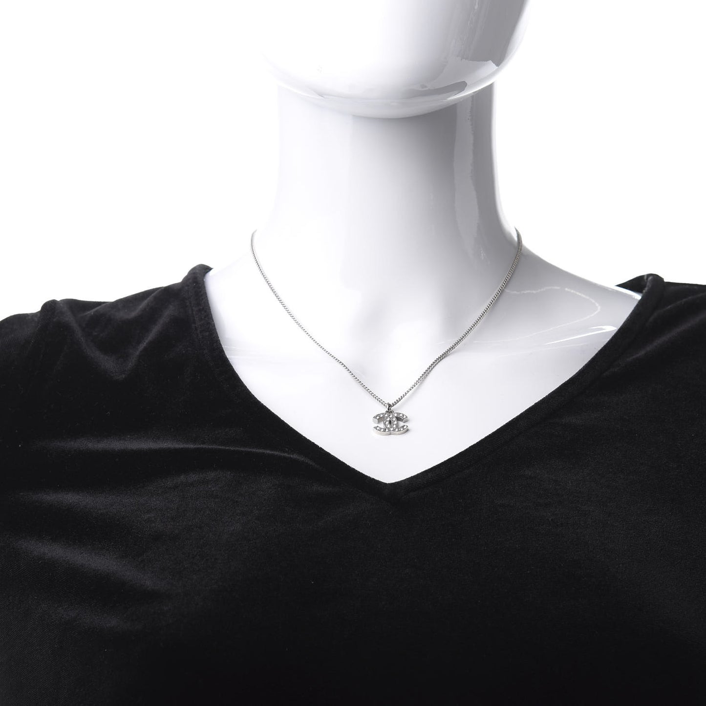 Crystal CC Necklace Silver