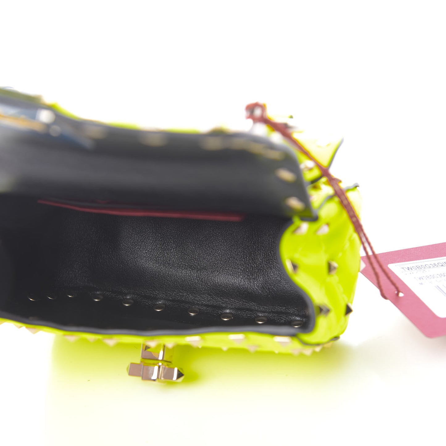 Calfskin Micro Rockstud Spike Shoulder Bag Lime