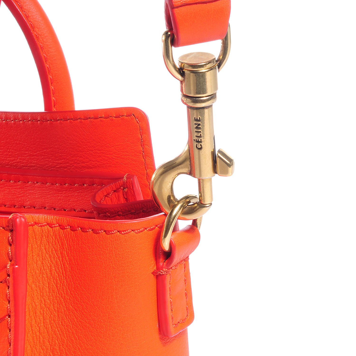 Celine Smooth Calfskin Nano Luggage Bright Orange 4 of 10