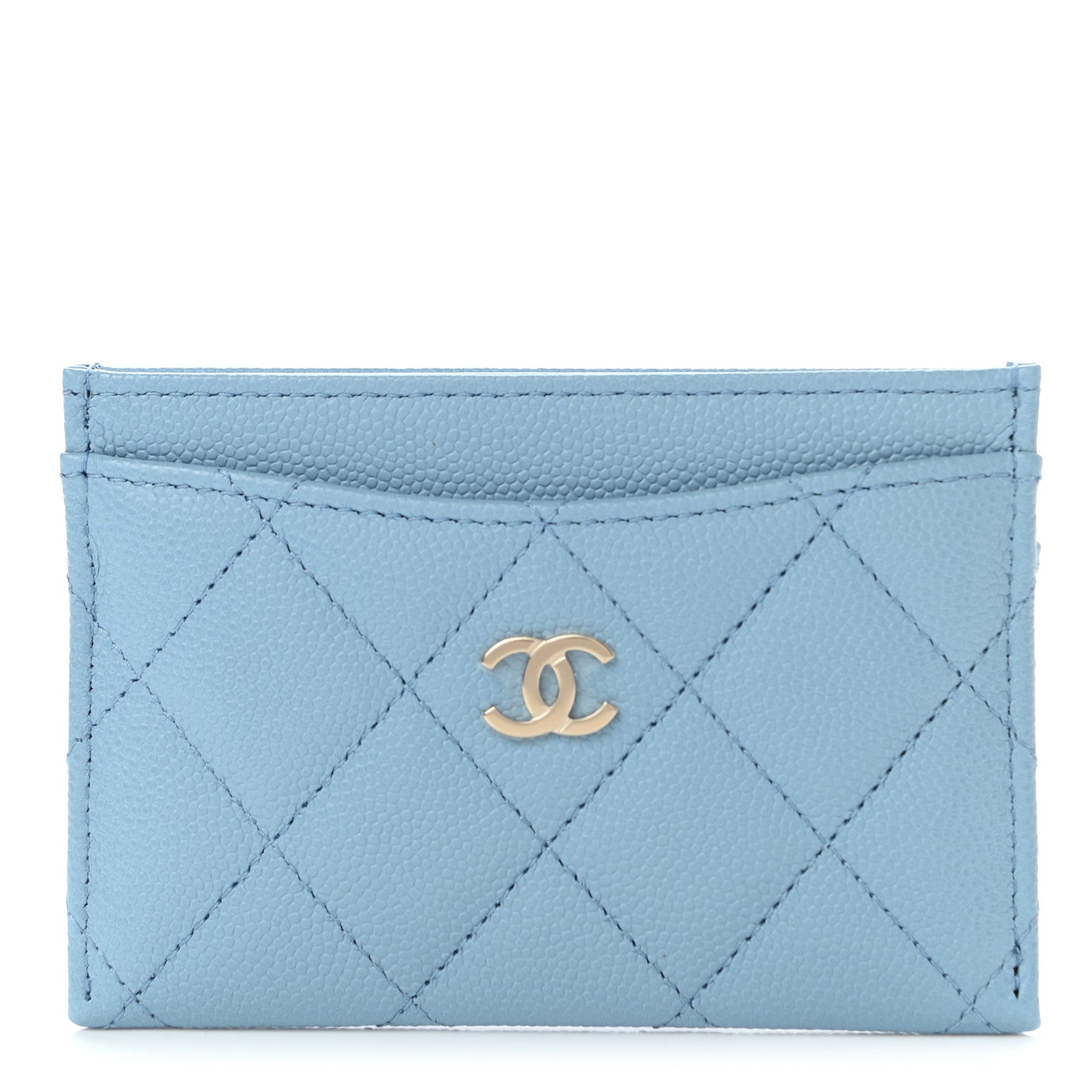 Chanel Caviar Quilted Card Holder Light Blue 1 of 9