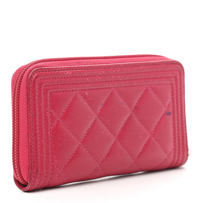 Chanel Caviar Quilted Boy Small Zip Around Wallet Pink 3 of 13