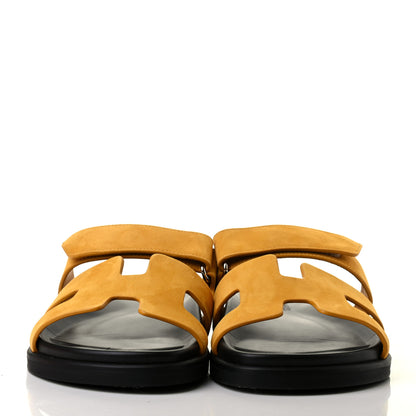 Hermes Suede Goatskin Womens Chypre Sandals 39 Jaune Mimosa 2 of 11