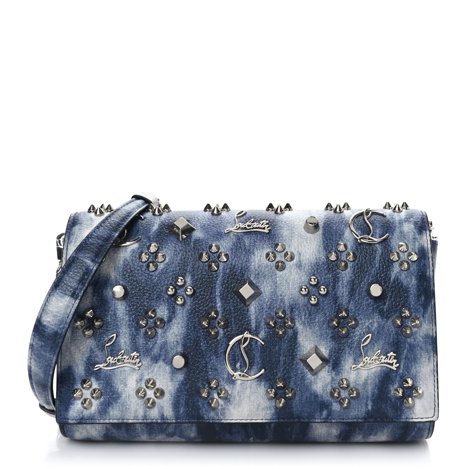Christian Louboutin Calfskin Printed Punk Spikes Paloma Clutch Multicolor 1 of 8