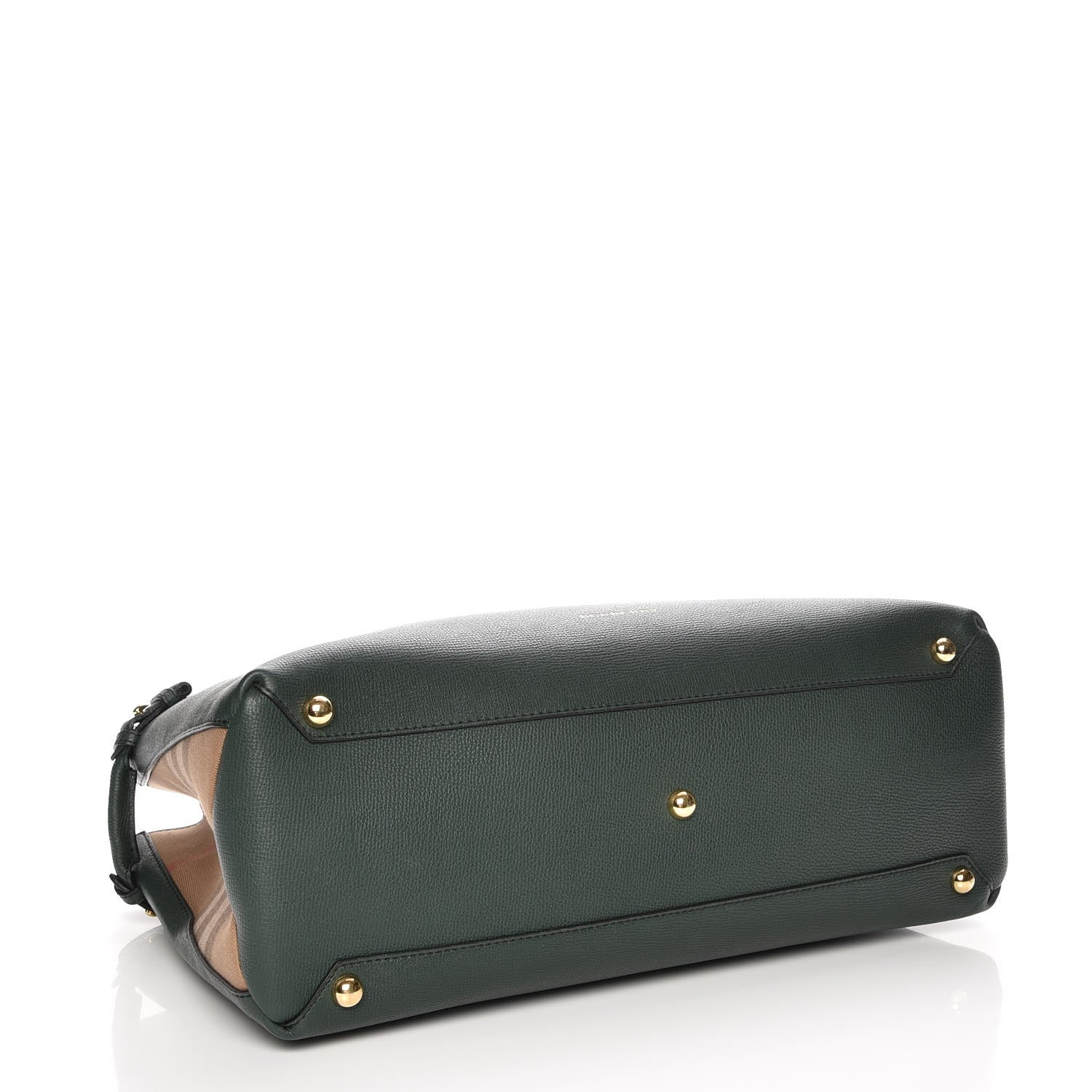 Burberry Grainy Calfskin House Check Large Banner Tote Dark Bottle Green 5 of 7