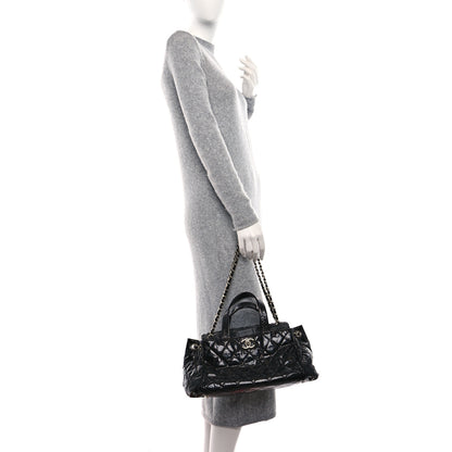 Chanel Glazed Calfskin Quilted Tweed Portobello Tote Black 2 of 9