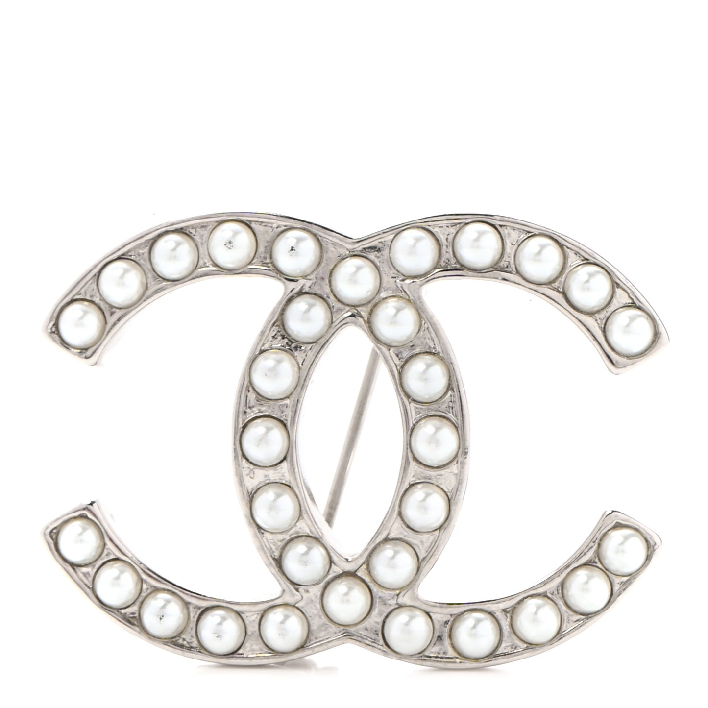 Pearl CC Brooch Pin Silver