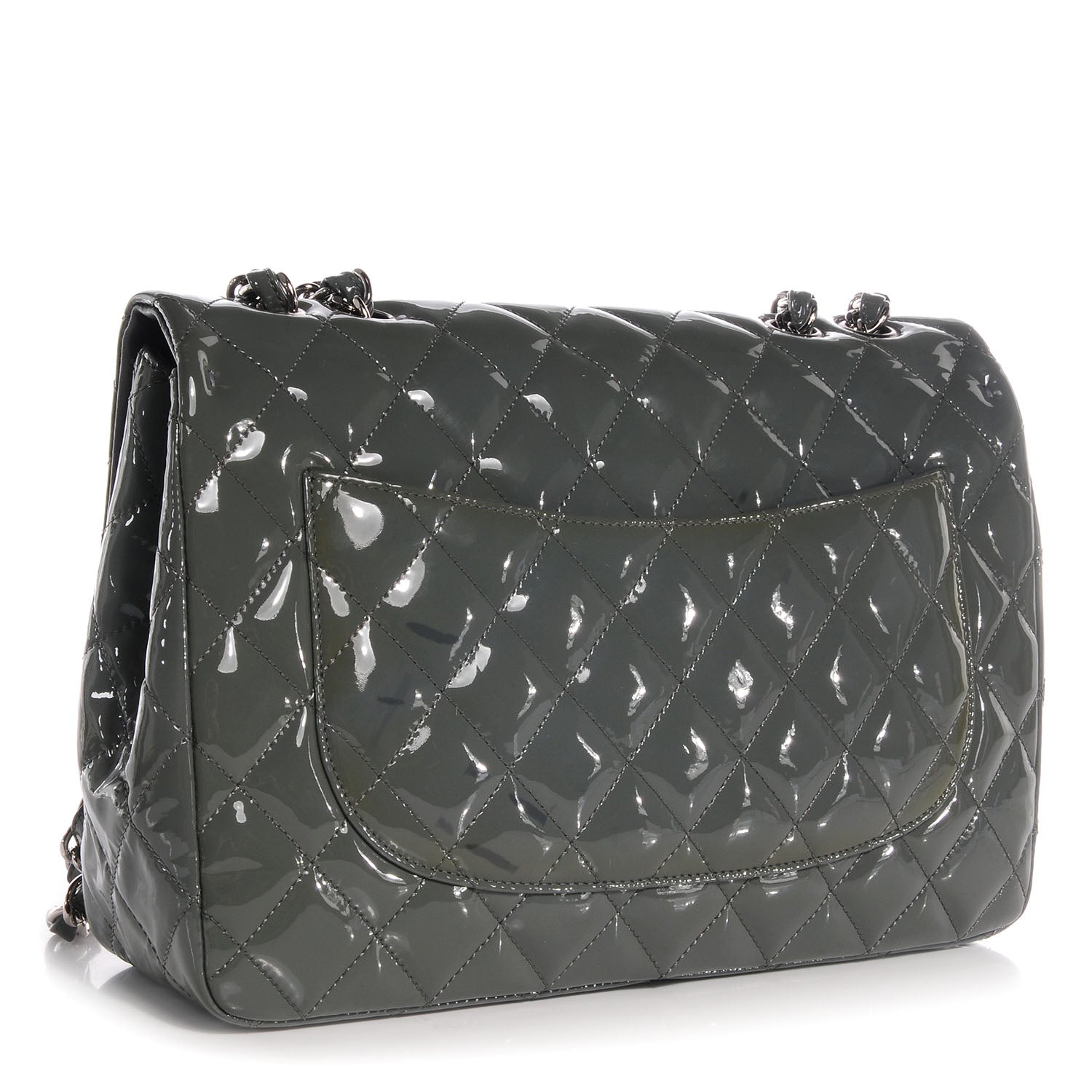 Chanel Patent Jumbo Single Flap Grey 3 of 8