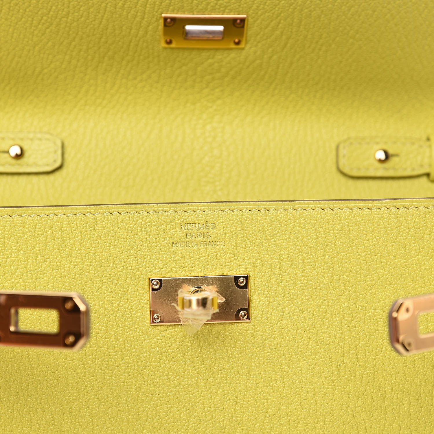 Hermes Chevre Mysore Kelly Wallet To Go Lime 6 of 7