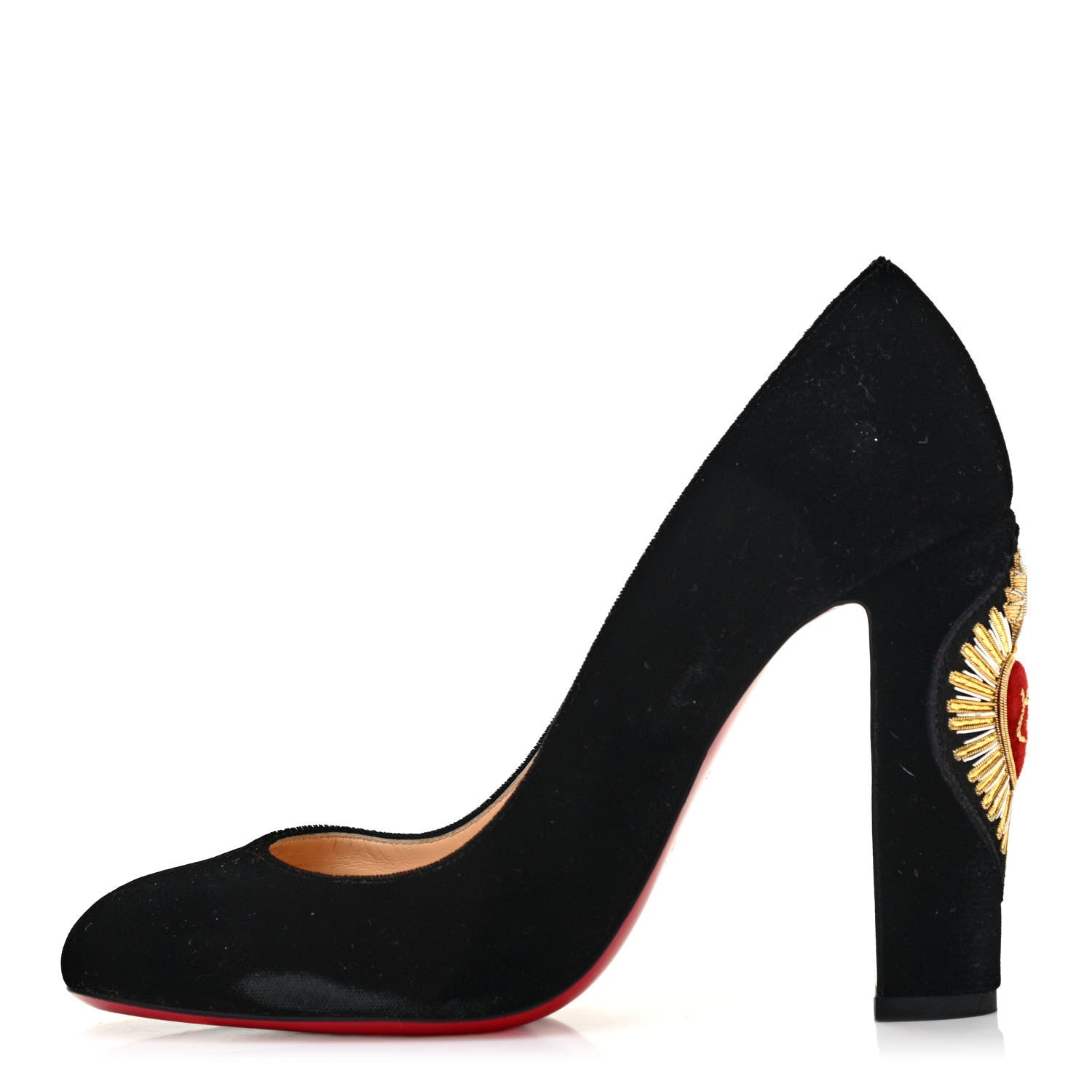 Christian Louboutin Velvet Cadrilla Corazon 100 Pumps 39.5 Black 1 of 8