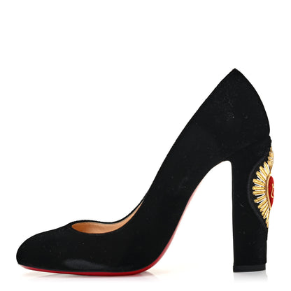 Christian Louboutin Velvet Cadrilla Corazon 100 Pumps 39.5 Black 1 of 8