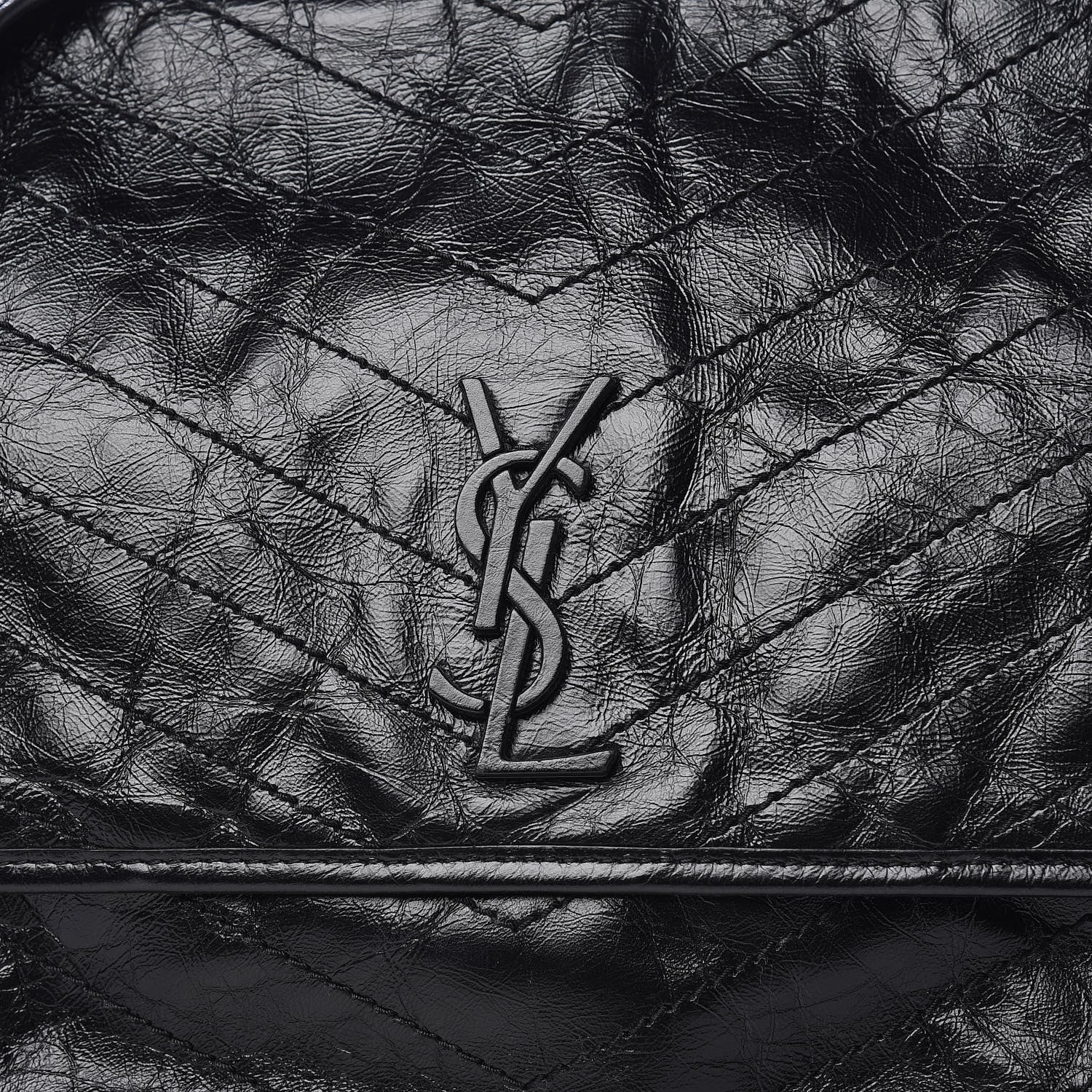 Saint Laurent Crinkled Calfskin Matelasse Monogram Large Niki Chain Satchel Black 10 of 10