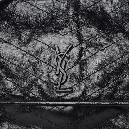 Saint Laurent Crinkled Calfskin Matelasse Monogram Large Niki Chain Satchel Black 10 of 10