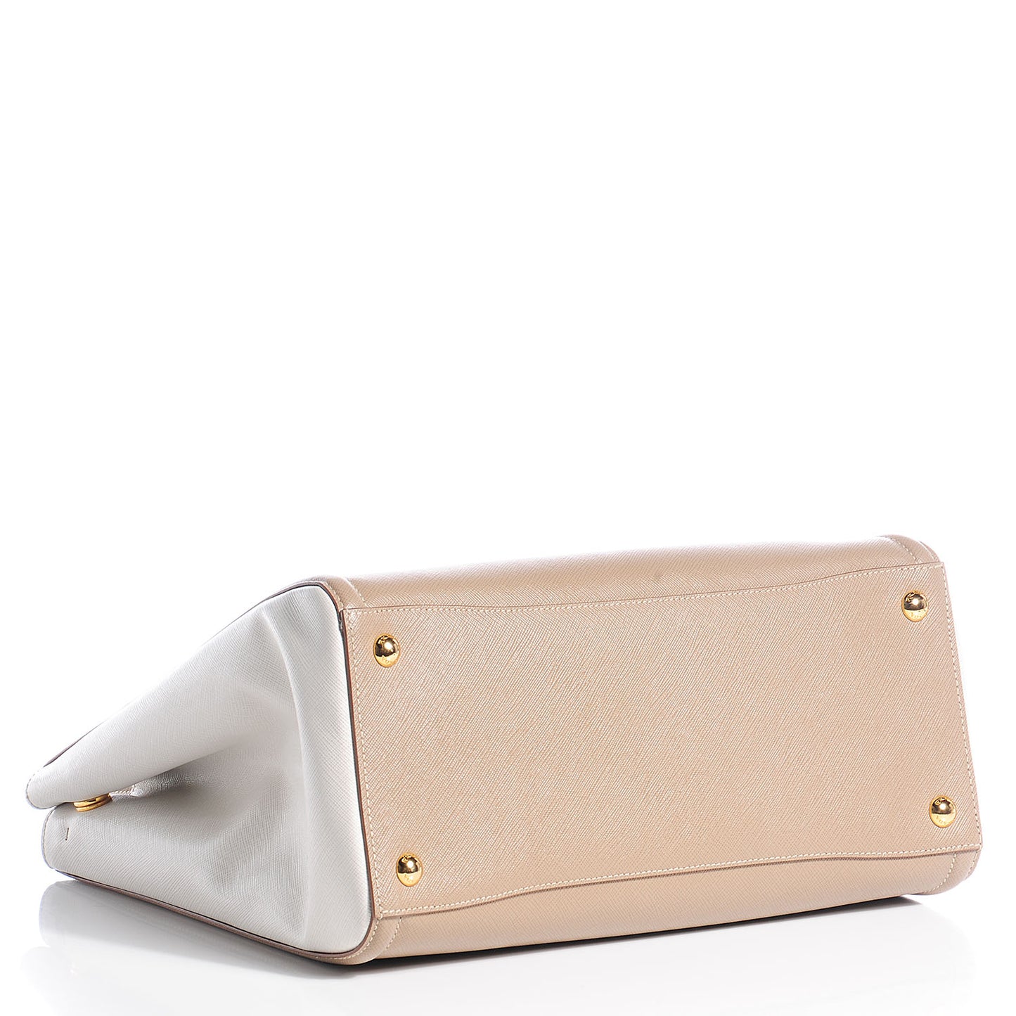 Saffiano Lux Bi-Color Tote Visone Talco