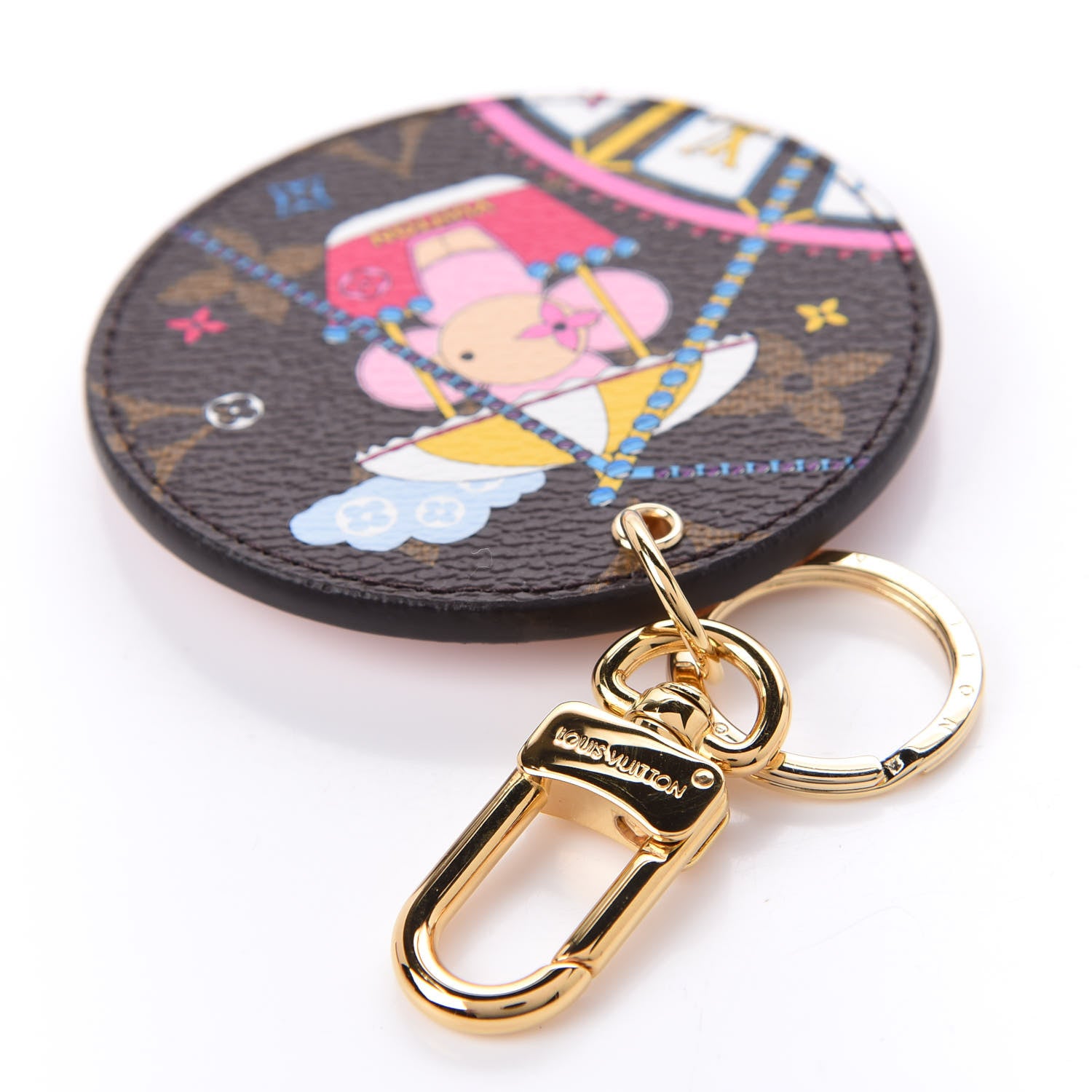 Louis Vuitton Monogram 2020 Christmas Animation Big Wheel Bag Charm Key Ring Rose Ballerine 7 of 9