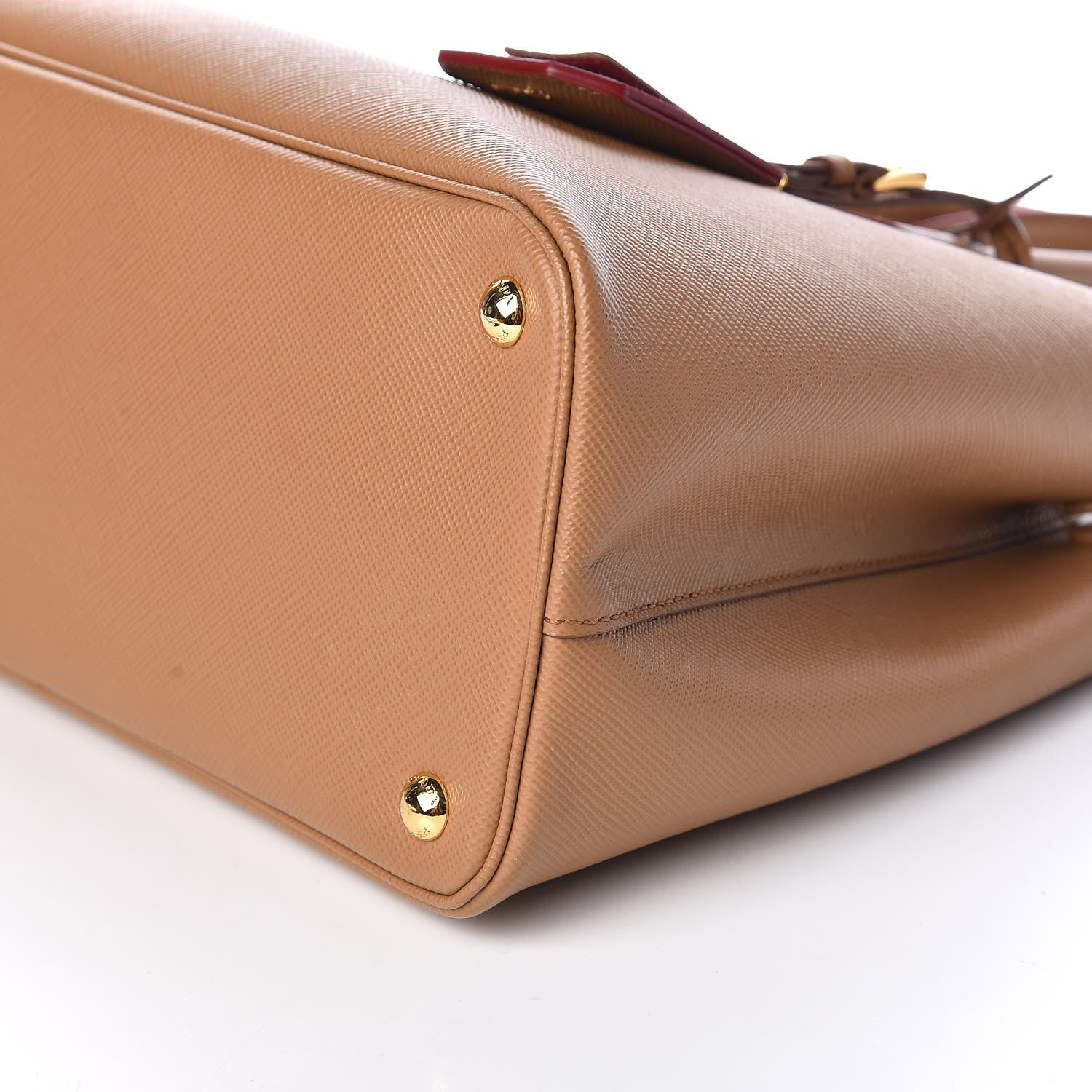 Prada Saffiano Cuir Medium Double Bag Caramel Fuoco 8 of 8