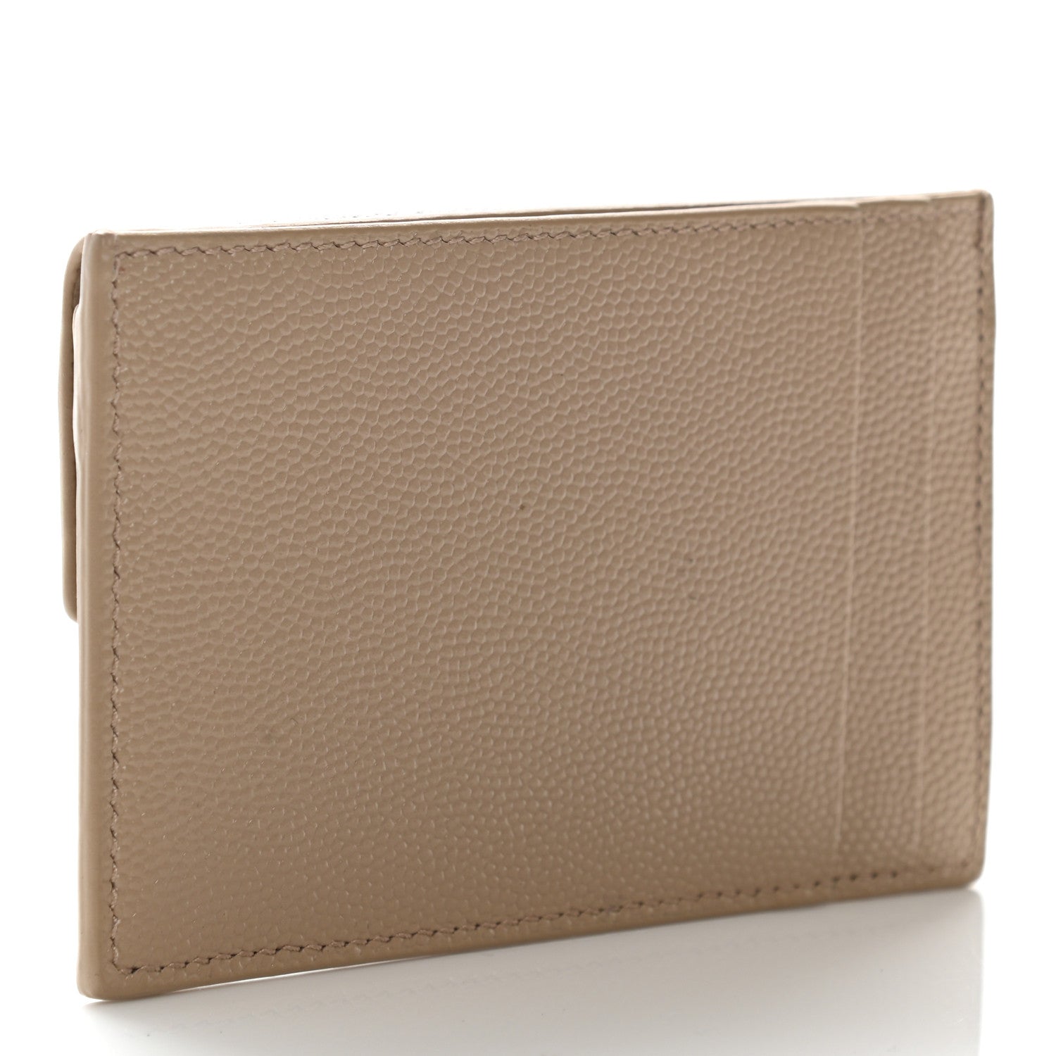 Saint Laurent Grain De Poudre Uptown Monogram Card Case Dark Beige 3 of 9