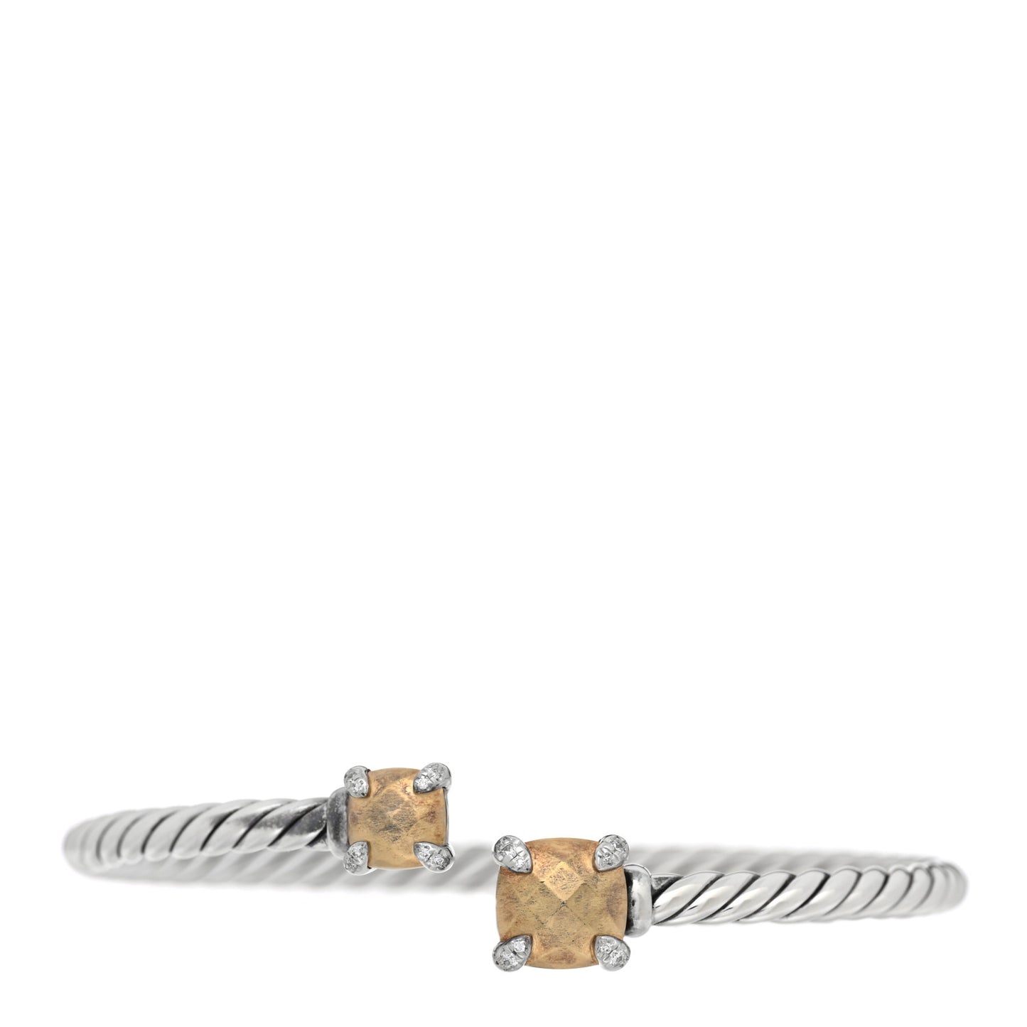 Sterling Silver 18K Yellow Gold Diamond 4mm Chatelaine Bypass Bracelet