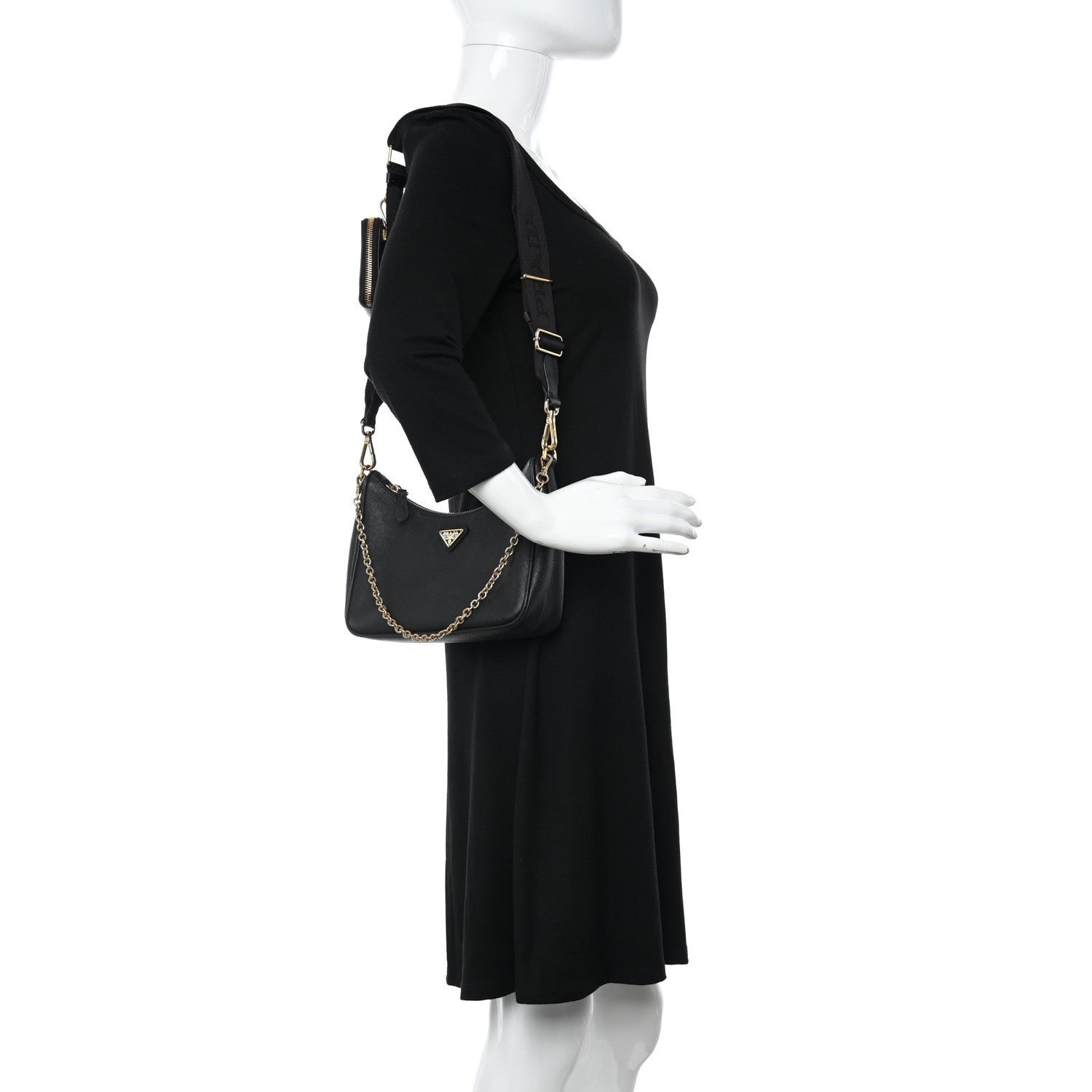 Prada Saffiano Lux Re-Edition 2005 Shoulder Bag Black 2 of 13