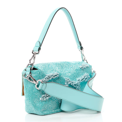 Fendi Rolling Stone Vitello Seta Bead Embroidered Re-Edition Baguette Spring Turquoise 3 of 12