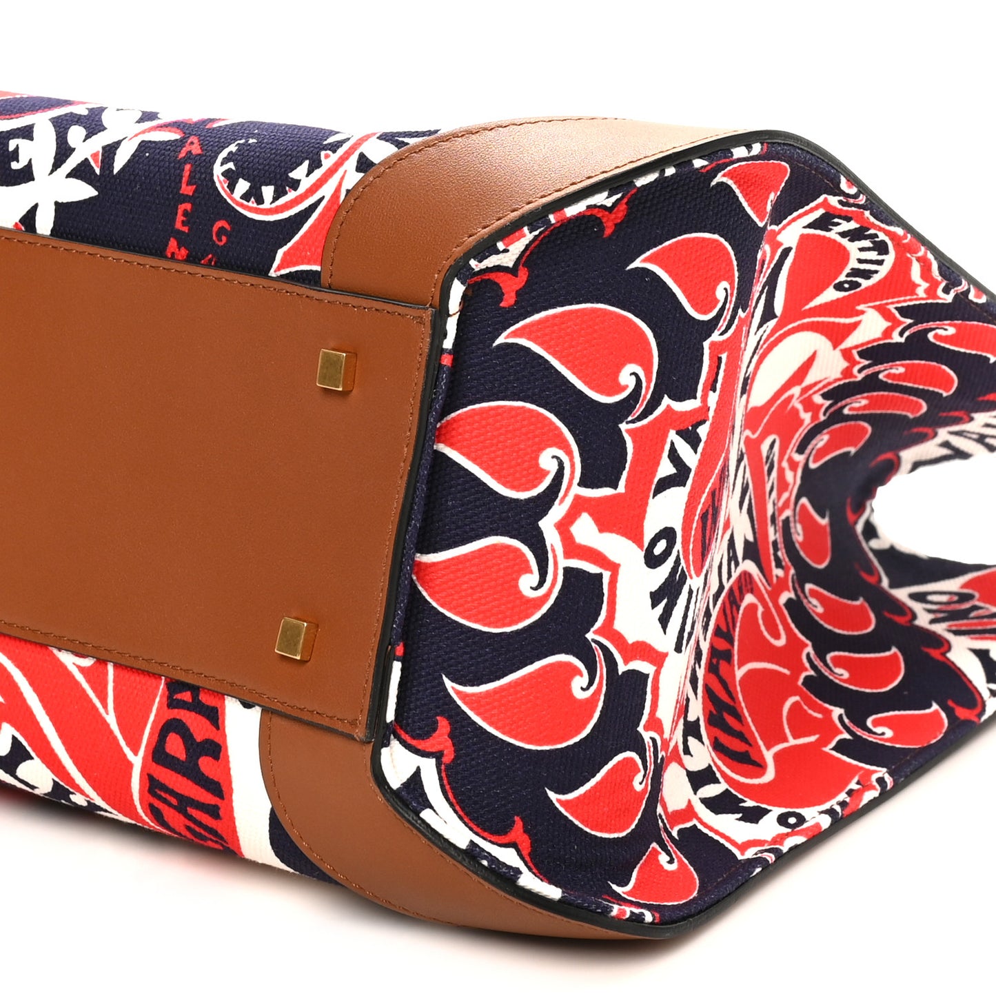 Canvas Calfskin Large Vlogo Manifesto Bandana Print Tote Red Multicolor