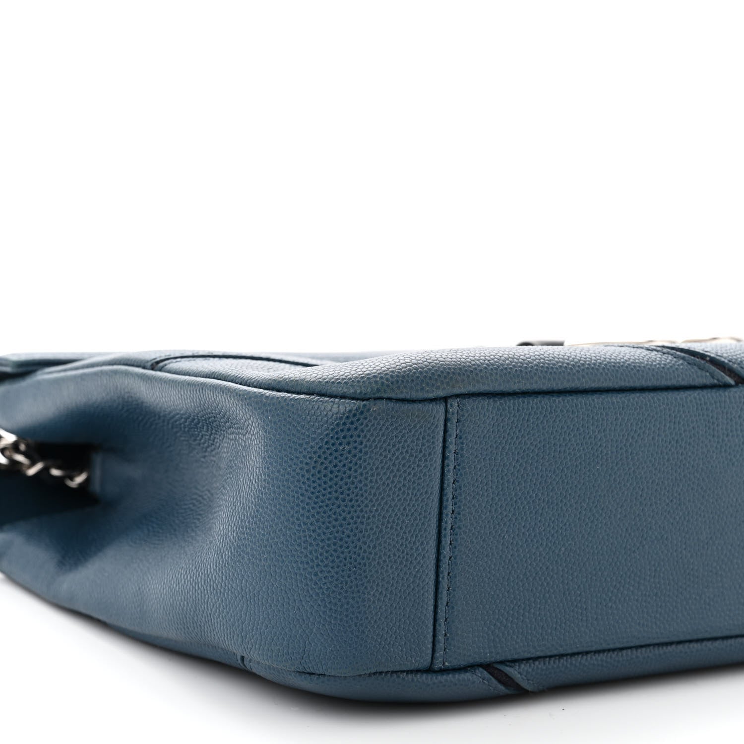 Chanel Caviar Macro Chevron Single Flap Blue 9 of 10