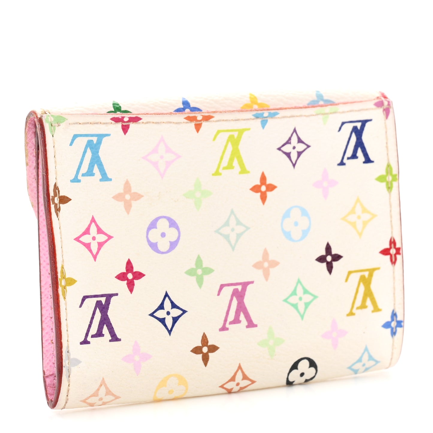 Monogram Multicolor Business Card Holder White Litchi