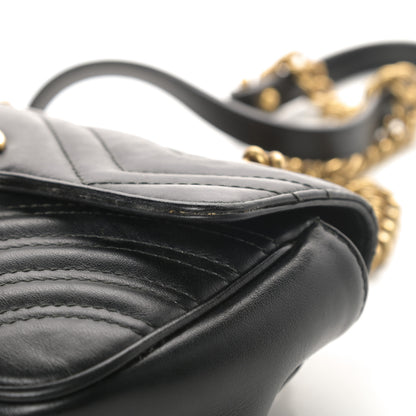 Gucci Calfskin Matelasse Mini GG Marmont Shoulder Bag Black 13 of 14