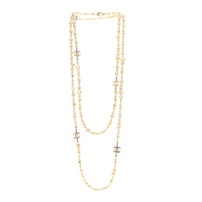 Chanel Pearl CC Long Necklace Light Gold 3 of 6