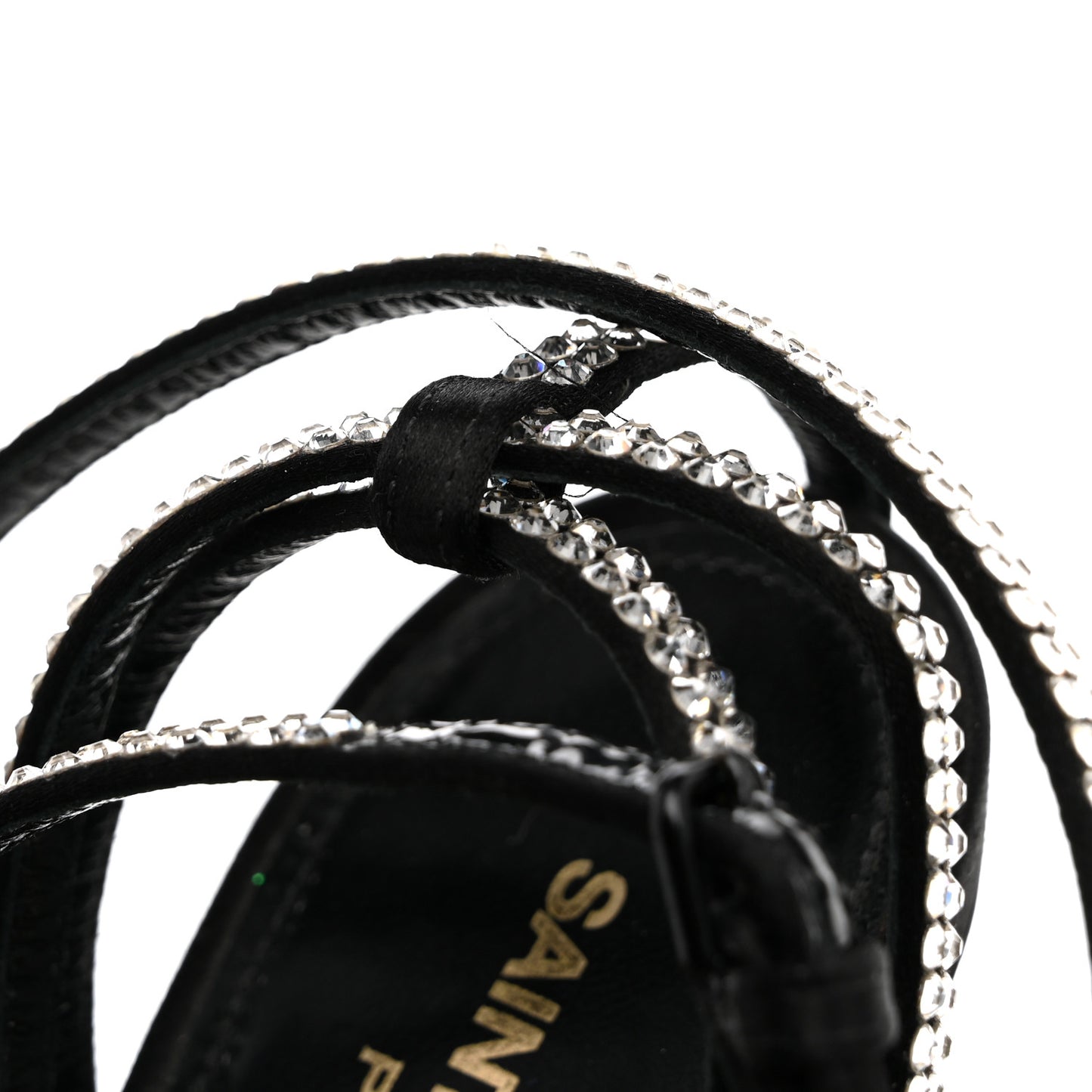 Satin Crystal Ava 105 Sandals 36 Black