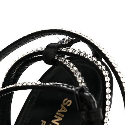 Saint Laurent Satin Crystal Ava 105 Sandals 36 Black 12 of 13