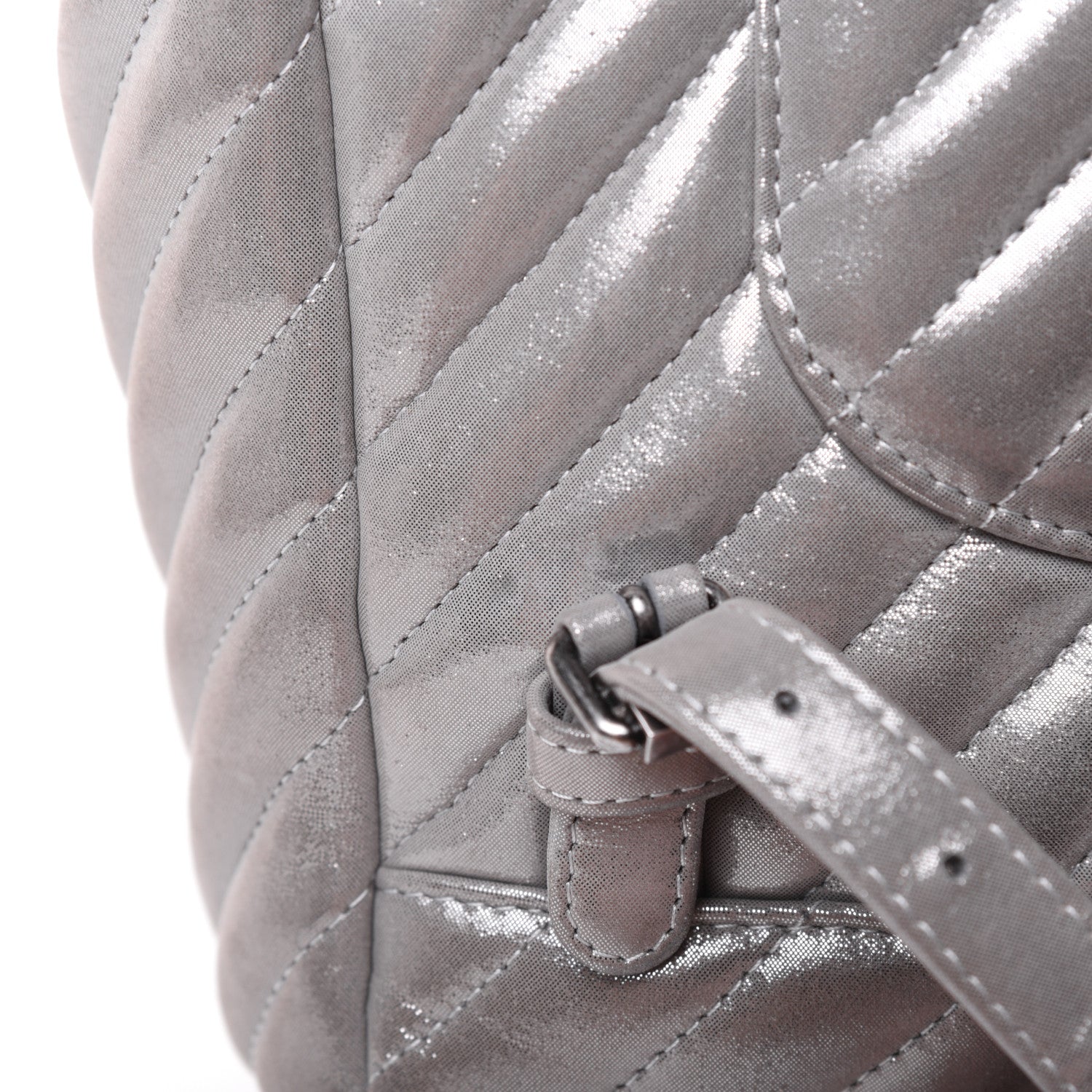 Chanel Metallic Calfskin Chevron Quilted Small Urban Spirit Backpack Silver 27 of 31