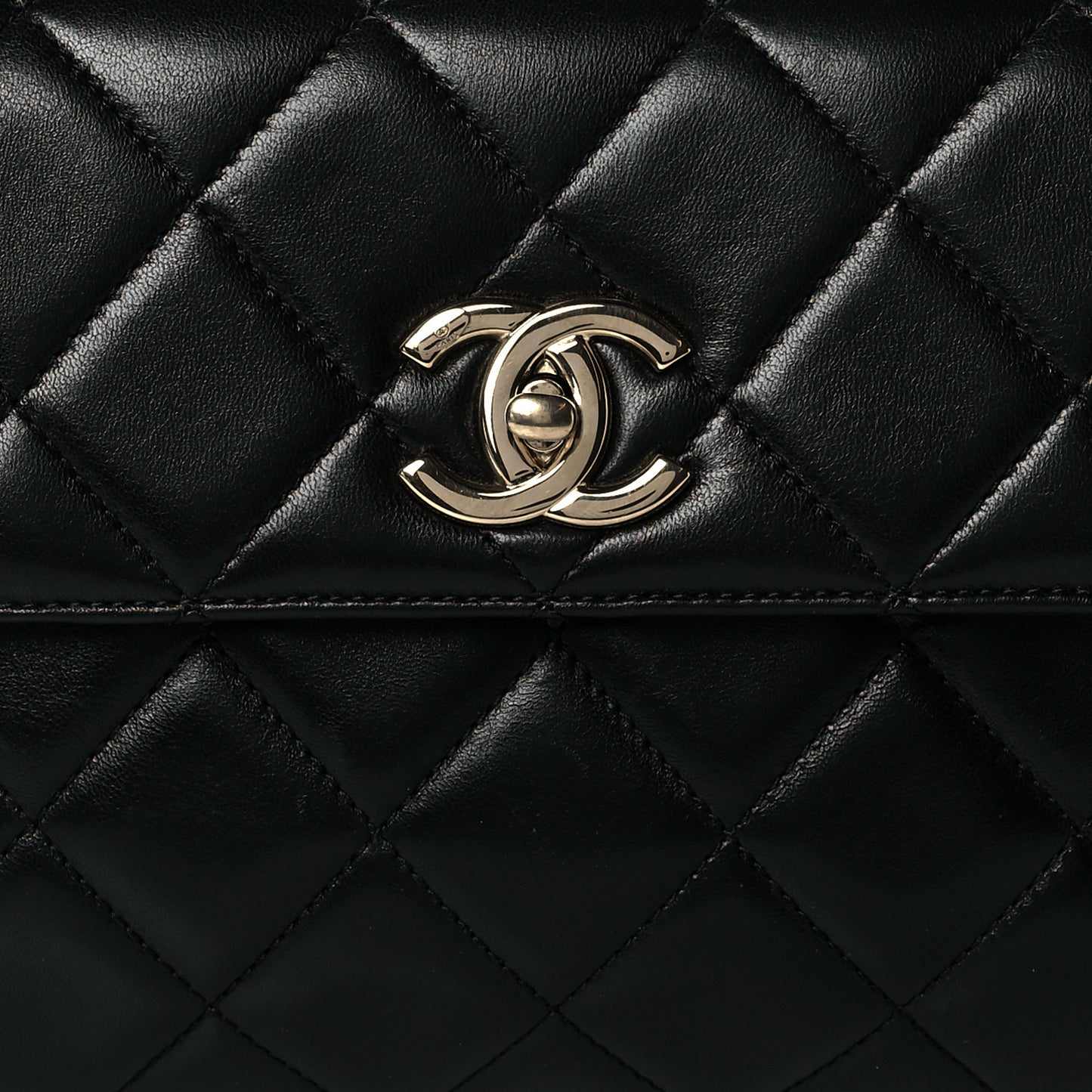 Lambskin Quilted Small Trendy CC Dual Handle Flap Bag Black