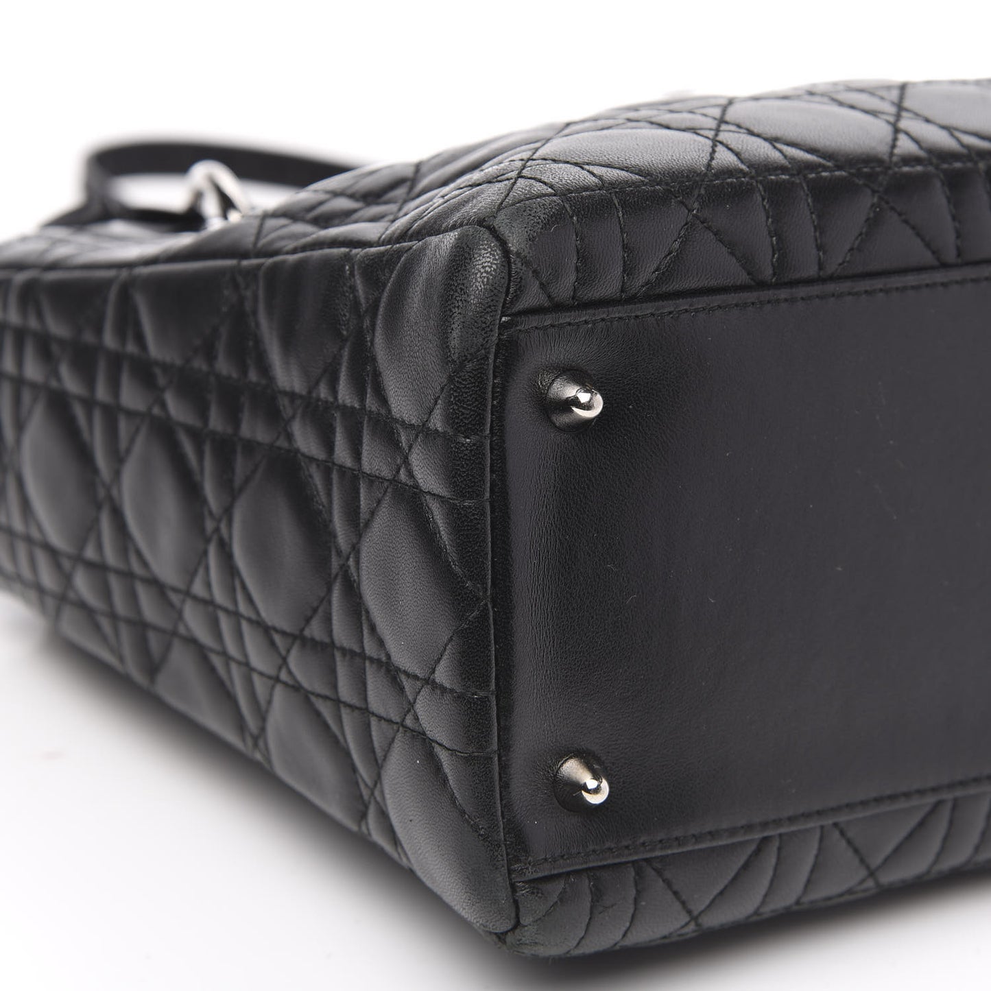Lambskin Cannage Bow Medium Lady Dior Black
