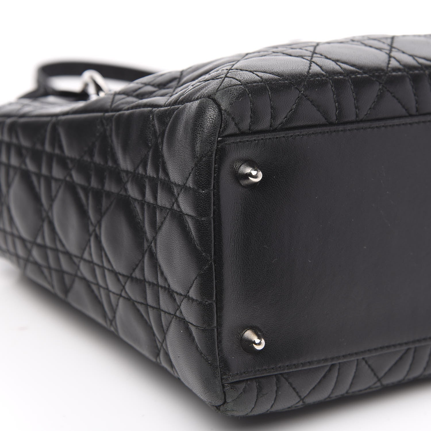Christian Dior Lambskin Cannage Bow Medium Lady Dior Black 9 of 16