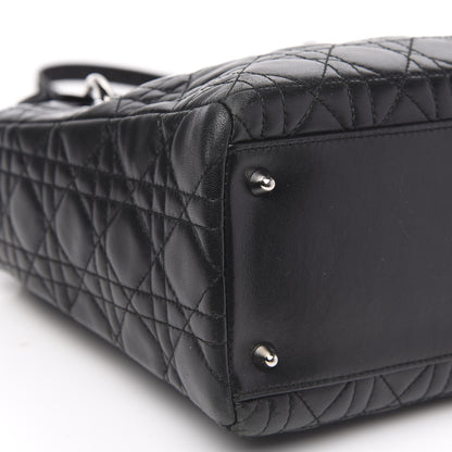 Christian Dior Lambskin Cannage Bow Medium Lady Dior Black 9 of 16