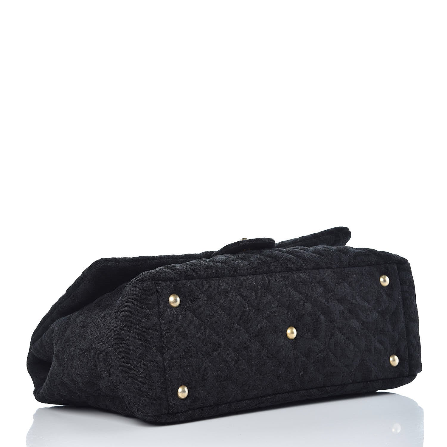 Chanel Velvet Camellia Stamped XXL Travel Flap Bag Black 4 of 8