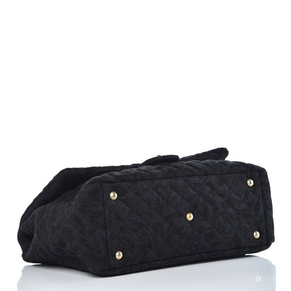 Chanel Velvet Camellia Stamped XXL Travel Flap Bag Black 4 of 8