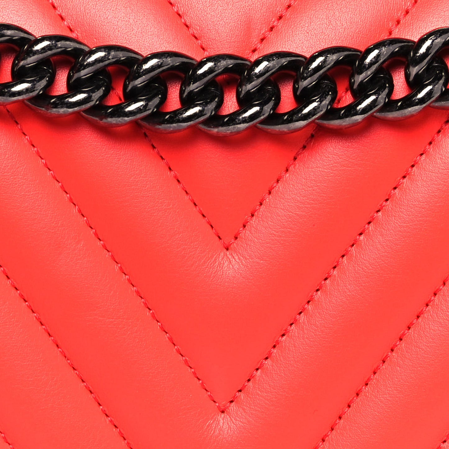 Calfskin Chevron Quilted Medium Boy Flap Coral