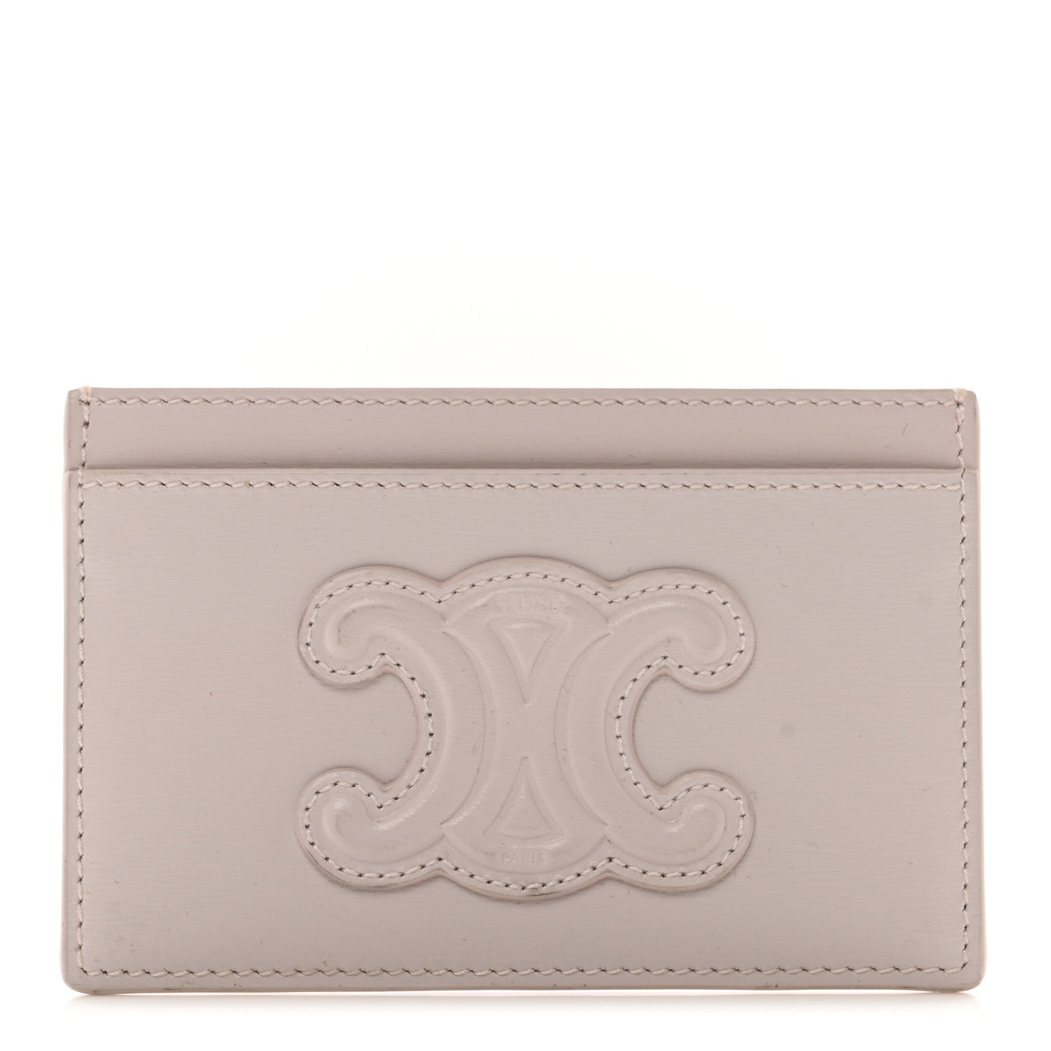 Celine Shiny Calfskin Triomphe Cuir Card Holder Poudre 1 of 8
