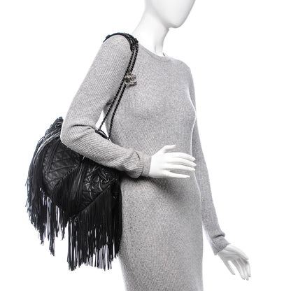 Chanel Lambskin Quilted Western Baluchon Fringe Bag Black 2 of 7