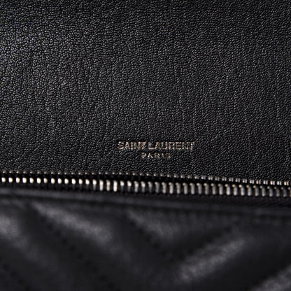 Saint Laurent Sheepskin Matelasse Chevron Monogram Large College Satchel Black 7 of 8